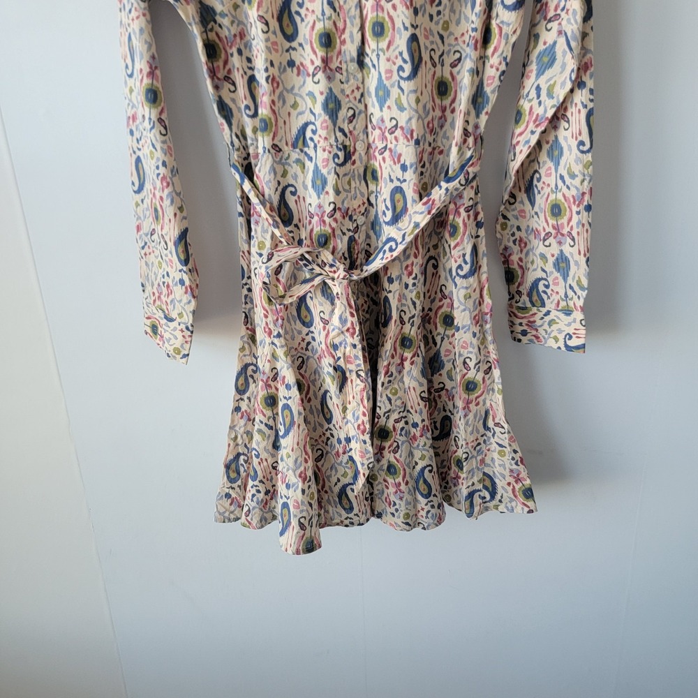 primark cares women's paisley print shirt dress size 6 self-tie belt long sleeve - Picture 4 of 8